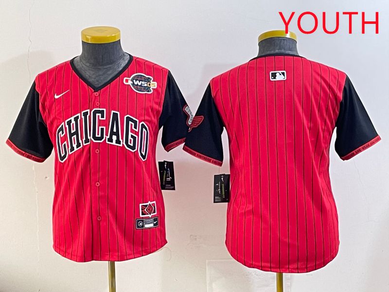 Youth Chicago White Sox Blank Red Stripe Joint Name Nike 2025 MLB Jersey style 3->youth mlb jersey->Youth Jersey